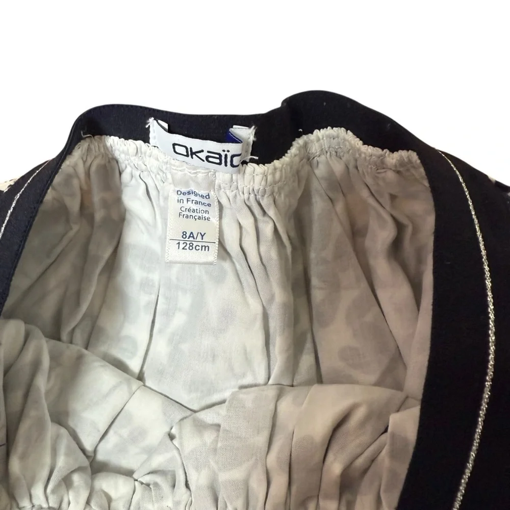 Okaïdi| Kids Girls Navy and White Skirt- Size 8 years